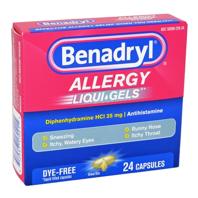 Benadryl Allergy Liqui-Gels - 24 Capsules - EXPIRES March 2024