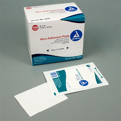 Non Adherent Pads Sterile 3 in x 4 in 100 Pack