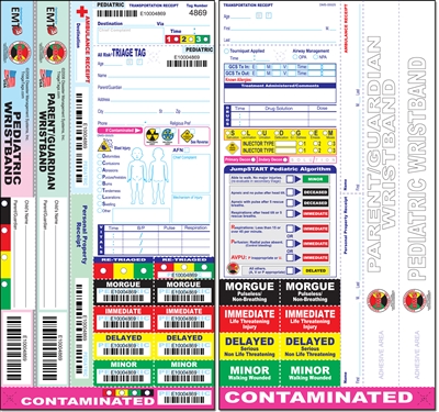 All Risk Pediatric Triage Tags with Dual Wristbands