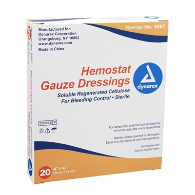 Hemostat Gauze Dressing 4 in x 4 in 20 pack