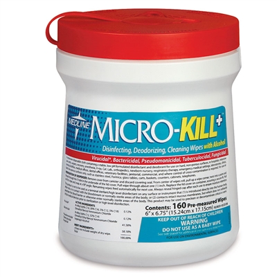 Micro-Kill+ Surface Wipes with Alcohol - 160 Tub - Expires 4/23