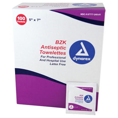 BZK Antiseptic Towelettes - 100-Pack