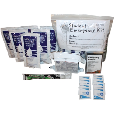 Purchase this 3 day survival kit that is filled with essentials like food bars and water pouches for your students.