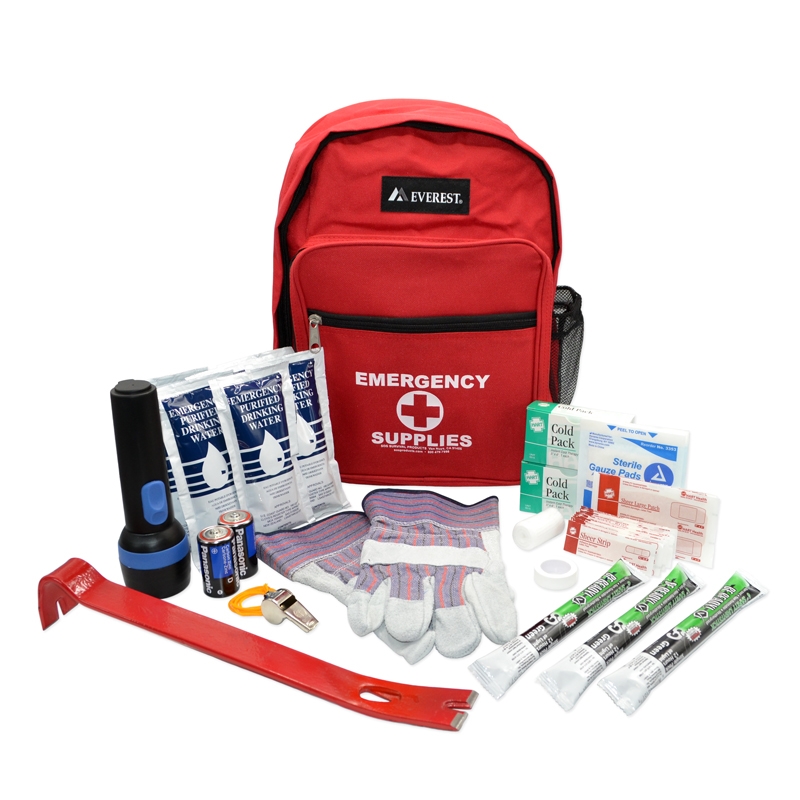 Classroom Teacher Emergency Kit | perfect for a disaster or evacuation.  Backpack includes emergency preparedness items such as gloves, batteries,  band aids, cold pack and more.