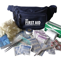 This fannypack is great for when you're on the go or when going camping. This kit contains the necessary items for a first aid kit.