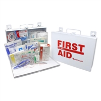 This first aid kit is filled with all the products you could need for an emergency, equipped with gauze, bandages, eye wash and more