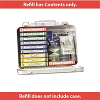 This refill kit is great to get you fully stocked with26 strips of plastic, eye pads', eye wash and gauze