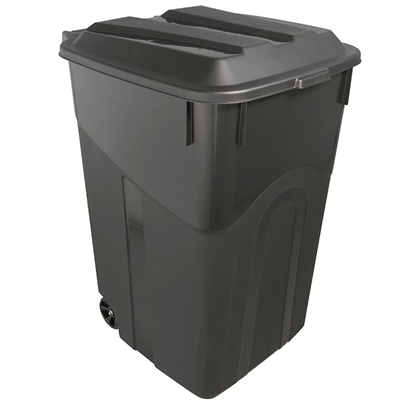 Blue Hawk 32-Gallons Black Plastic Wheeled Trash Can with Lid