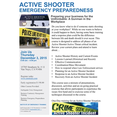 Active Shooter Emergency Preparedness - 12/03/15