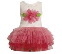 BONNIE JEAN PINK FLOWER AND GLITTER TUTU DRESS