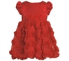 BONNIE JEAN RED SATIN FLORAL SOUTACHE DRESS 2T - 4T