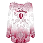 Women's Dip Dye Indiana Hoosiers 3/4 Sleeve Bedazzled T-Shirt