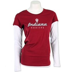 Women's Longsleeve "Fiesta" Indiana Hoosiers Crimson/White T-Shirt