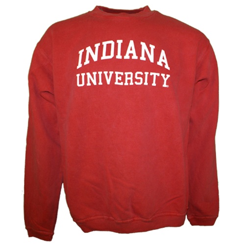 Garment Washed Crimson INDIANA UNIVERSITY Crew Neck Sweatshirt