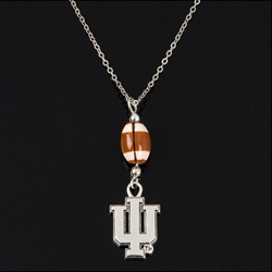 Indiana Hoosiers IU Football Necklace with Football Shaped Bead
