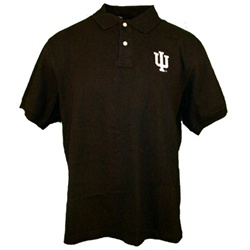 Black Indiana Hoosiers "IU" Interlock Pique Golf Shirt