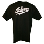 Distressed Black Indiana "Script" Logo T-Shirt