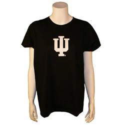Black Ladies Short Sleeved Indiana "IU" T-Shirt