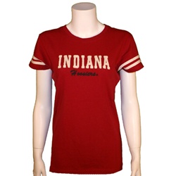 Women's "Harvest" Indiana Hoosiers T-Shirt with Double Striped Sleeves