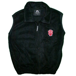 Youth Black Polar Fleece Full Zipper Vest with INDIANA "IU" Logo