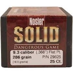 9.3mm Nosler Solid Dangerous Game Flat Point 286gr. 25ct.