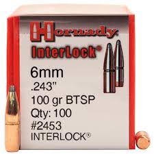 Hornady BTSP Interlock 6mm 100gr 100qty.