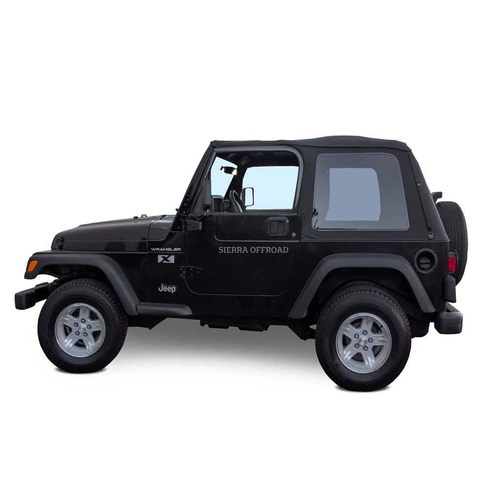 Sierra Offroad 1997-2006 TJ Wrangler Ridge Runner Style Soft Top with Press  Polish Tinted Windows in Black Sailcloth