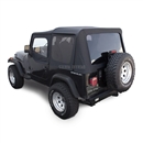 Sierra Offroad Jeep Wrangler YJ Soft Top 88-95 in Black Denim, Tinted Windows, Upper Doors