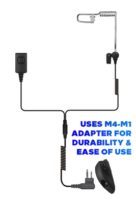 Centurion High Noise Coiled Tube Earpiece compatible with M4 - Motorola Multi-Pin two-way radios