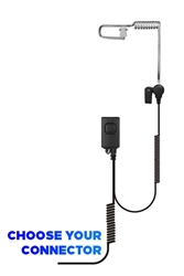 Sentinel two-wire earpiece compatible with Kenwood and Motorola two-way radios. 
Kenwood, Motorola, black diamond radio, multi-pin, radio earpiece, headset, durable, comfortable, accessories, ear loop, tactical, security earpiece