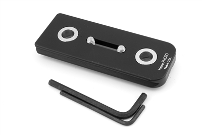 Arca-Swiss 4.00 inch lens plate with dual stainless-steel QD sockets and captive slot
