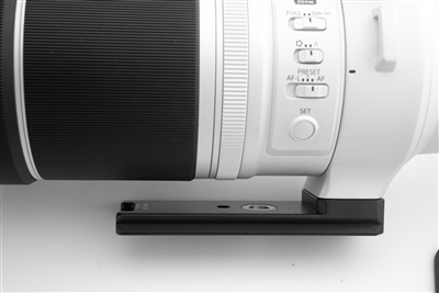 Hejnar Photo Arca-Swiss replacement foot for Fujifilm XF 150-600mm f/5.6-8 R LM OIS WR lens with integrated stainless steel QD socket.