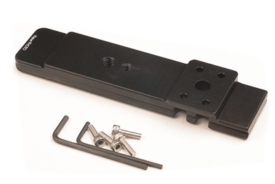 Hejnar Photo H118 low profile double-dovetail Arca-Swiss replacement foot for Sigma 500mm f/4 DG OS HSM lens with provided mounting hardware.