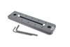 6.00 inch Arca-Swiss compatible double-dovetail lens plate featuring two QD sockets machined directly into the plate body. Ridge is optional and not included.