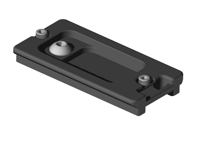 3.00 inch Hejnar Photo Arca-Swiss compatible lens plate for Sony FE 100-400mm f/4.5-5.6 GM OSS featuring an integrated hand strap loop and anti-twist pin.