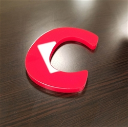 Red Acrylic Laser Cut Letters - 1/8" (3mm) thick with Tape Backing