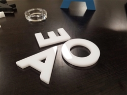 White Acrylic Laser Cut Letters - 1/8" (3mm) thick with Tape Backing