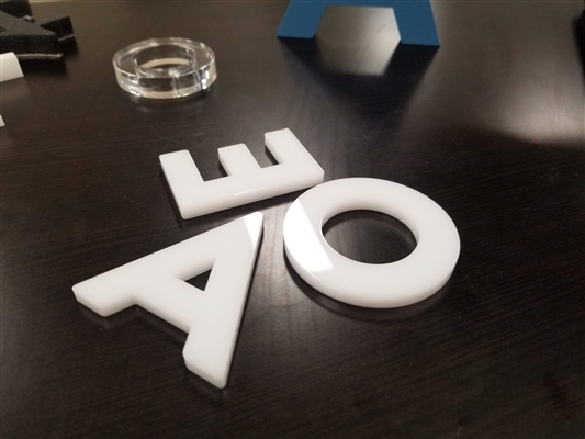 White Acrylic Laser Cut Letters - 1/8" (3mm) thick with Tape Backing
