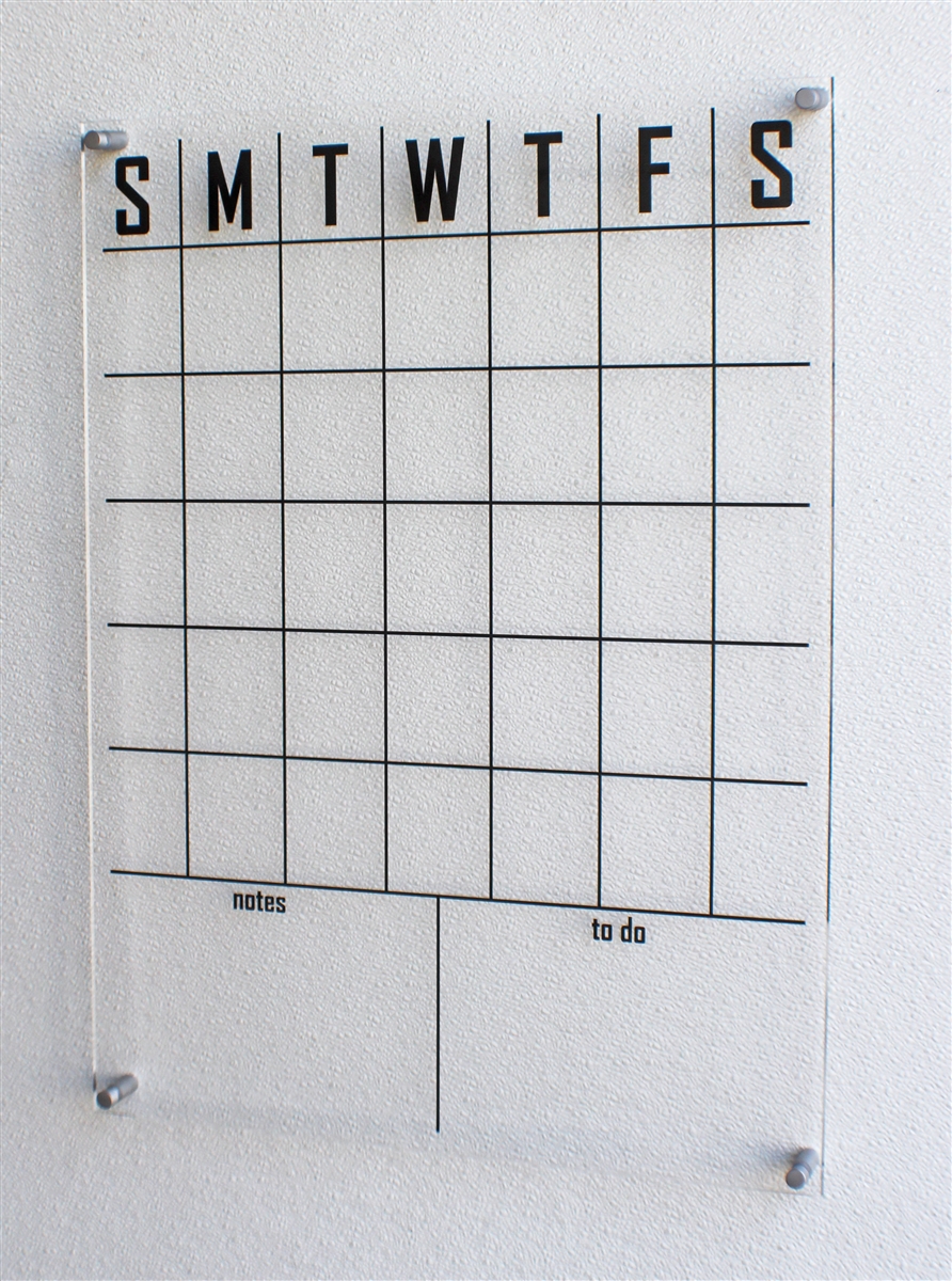 Acrylic Monthly Wall Calendar with Mounting Hardware (24H x 18W)