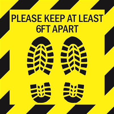 6FT Apart - 12" x 12" Floor Sign (Pack of 6)
