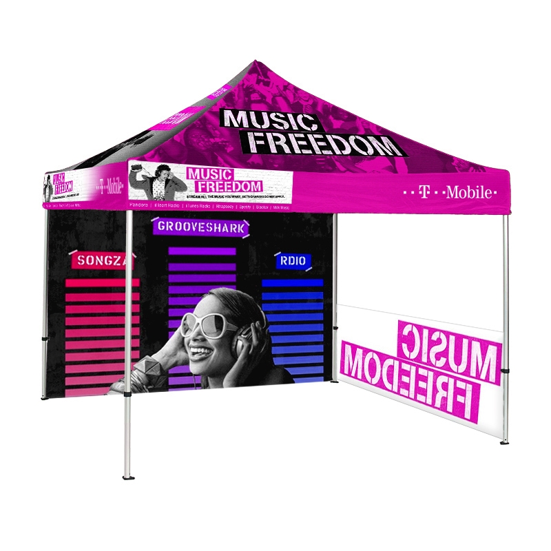 Pop Up Canopy Event Tent with Custom Print 10'x10' with Back Wall &  Sidewall Panels