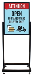 Takeout and Delivery Only - Heavy Duty Poster Sign Holder Floor Stand 22" x 28" with Print