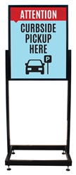 Curbside Pickup Here - Heavy Duty Poster Sign Holder Floor Stand 22" x 28" with Print