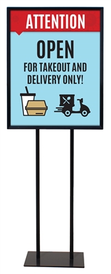 Takeout and Delivery Only - Poster Sign Holder Floor Stand 22" x 28" with Print