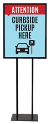 Curbside Pickup Here - Poster Sign Holder Floor Stand 22" x 28" with Print