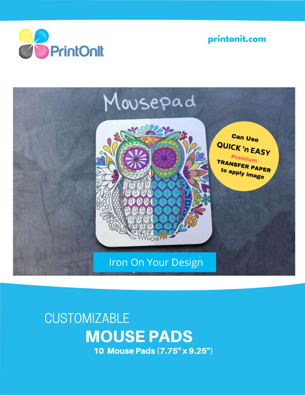 Blank Mouse Pad Kit Iron On Transfer Paper - 10 Pack