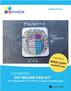 Inkjet Project Mousepad Kit with 2 blank mousepads, transfer paper and easy to follow instructions.