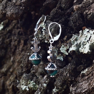 Anchor Cap Ocean Jasper Earrings