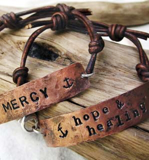 Copper Tag and Leather Bracelet