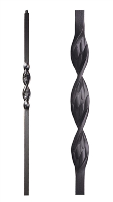 Single Ribbon Twist Iron Newel Post (LC 16.5.7) Satin Black